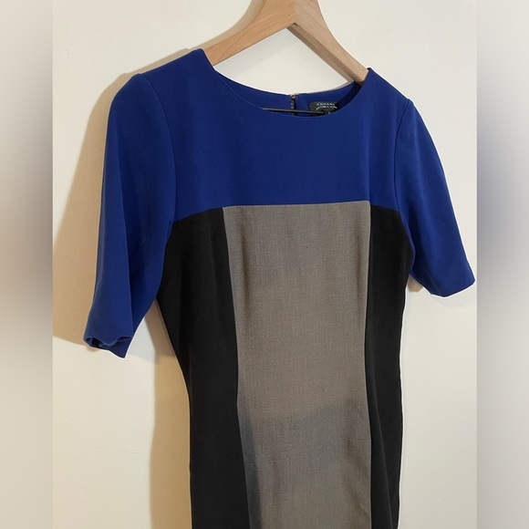 Tahari Arthur S Levine Color Block Sheath Dress Black Blue & Gray Size 6 Career - Picture 3 of 9